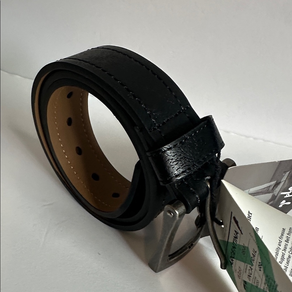 Mio Marino Argentina Inca Trail Classic Black Leather Belt for Men